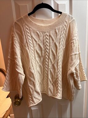 entro Cable Knit Scoop Neck Sweater - Cream